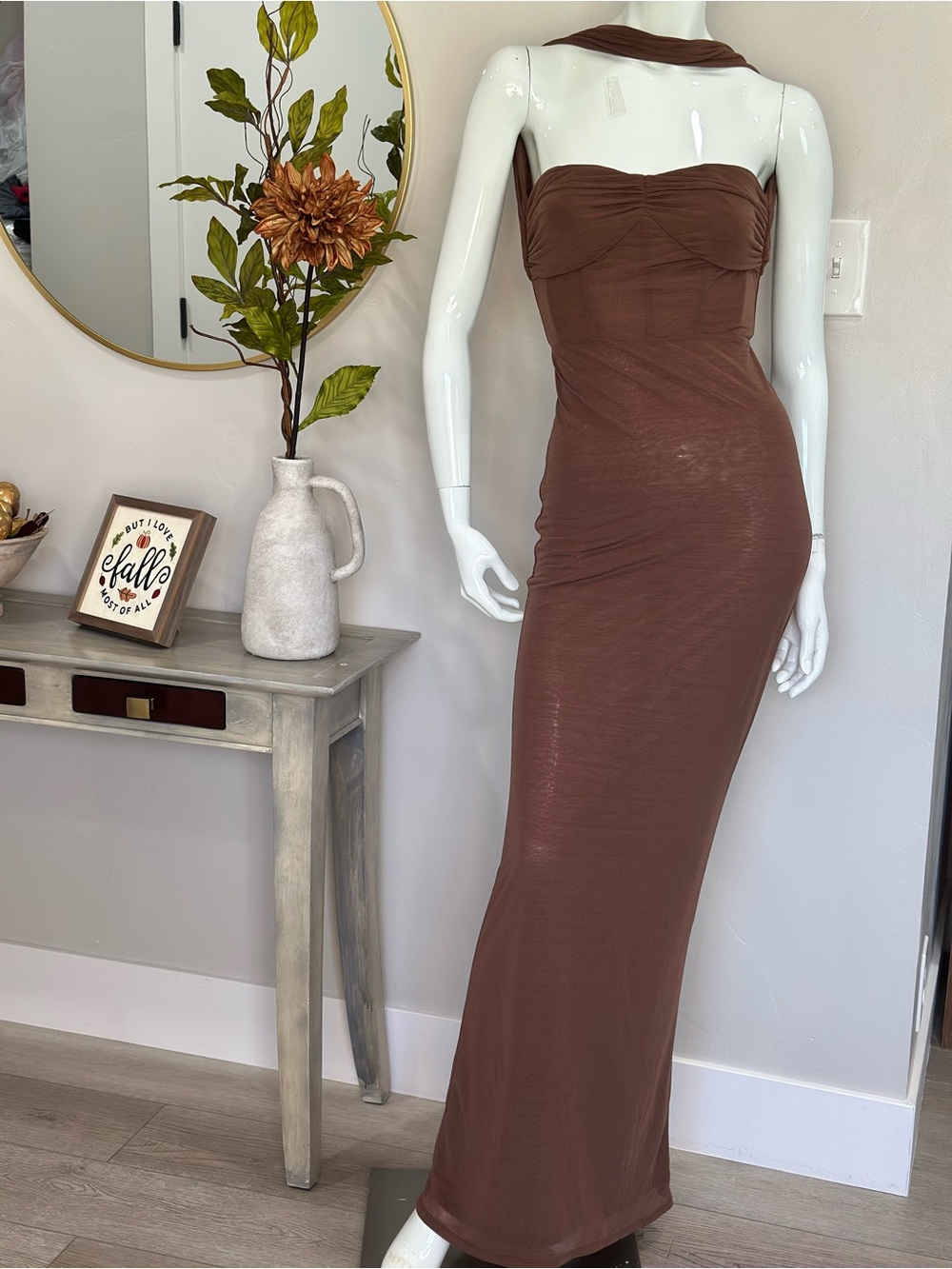 Camila Coelho Terese Gown In Brown Maxi dress Sz XS
